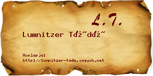 Lumnitzer Tádé névjegykártya